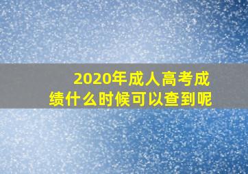 2020年成人高考成绩什么时候可以查到呢