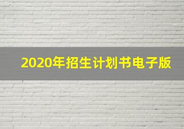 2020年招生计划书电子版