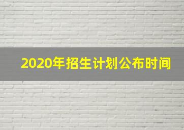 2020年招生计划公布时间