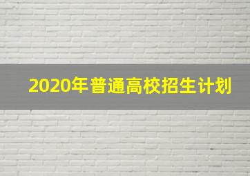 2020年普通高校招生计划