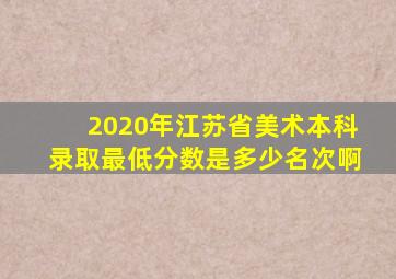 2020年江苏省美术本科录取最低分数是多少名次啊