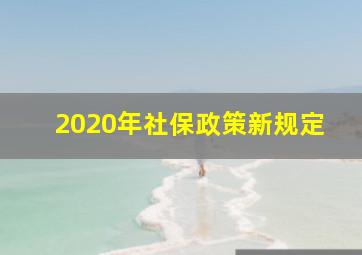 2020年社保政策新规定