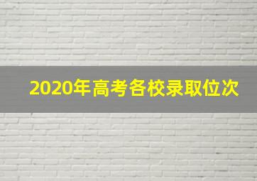 2020年高考各校录取位次