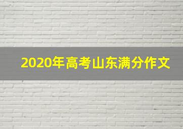 2020年高考山东满分作文