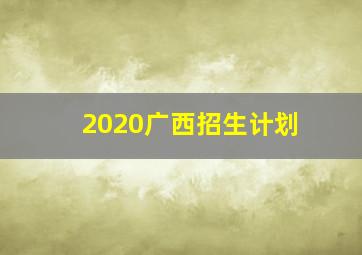 2020广西招生计划