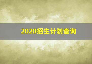 2020招生计划查询