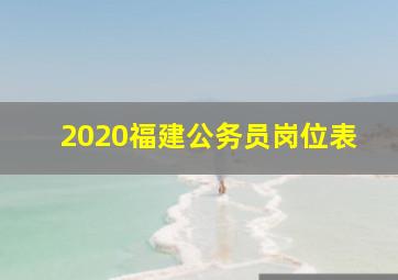 2020福建公务员岗位表