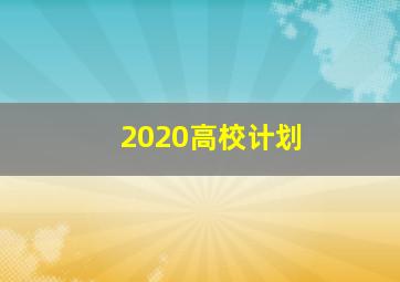 2020高校计划