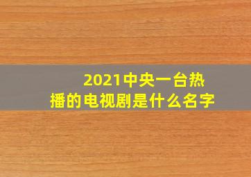 2021中央一台热播的电视剧是什么名字