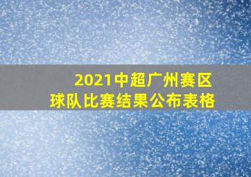 2021中超广州赛区球队比赛结果公布表格