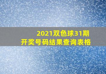 2021双色球31期开奖号码结果查询表格