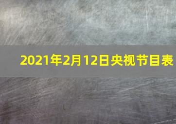 2021年2月12日央视节目表