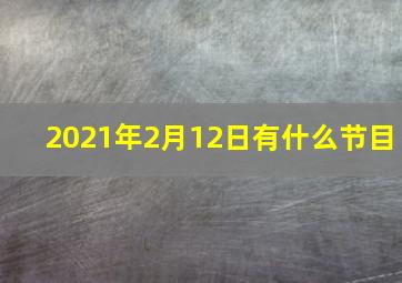 2021年2月12日有什么节目