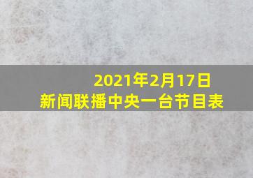 2021年2月17日新闻联播中央一台节目表