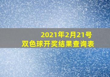 2021年2月21号双色球开奖结果查询表