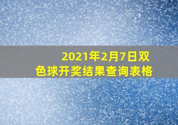 2021年2月7日双色球开奖结果查询表格