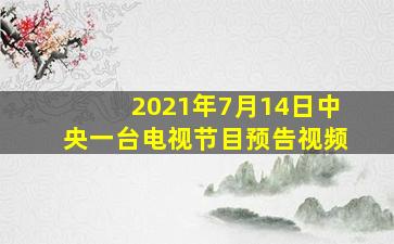 2021年7月14日中央一台电视节目预告视频