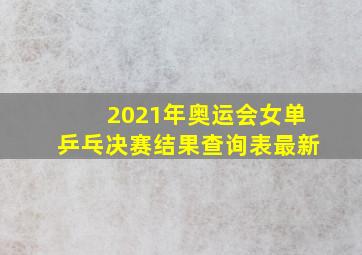 2021年奥运会女单乒乓决赛结果查询表最新