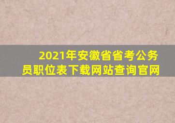 2021年安徽省省考公务员职位表下载网站查询官网