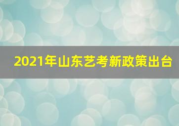 2021年山东艺考新政策出台