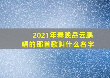 2021年春晚岳云鹏唱的那首歌叫什么名字