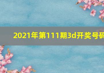 2021年第111期3d开奖号码