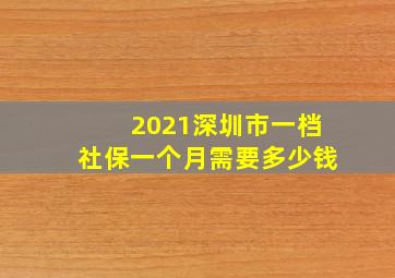 2021深圳市一档社保一个月需要多少钱