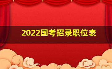 2022国考招录职位表