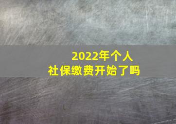 2022年个人社保缴费开始了吗