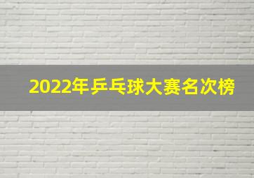 2022年乒乓球大赛名次榜