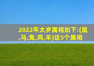 2022年太岁属相如下:(鼠,马,兔,鸡,羊)这5个属相