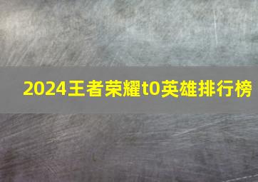 2024王者荣耀t0英雄排行榜