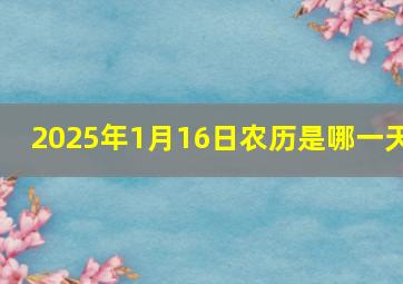 2025年1月16日农历是哪一天