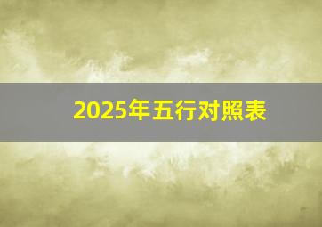 2025年五行对照表