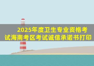 2025年度卫生专业资格考试海南考区考试诚信承诺书打印