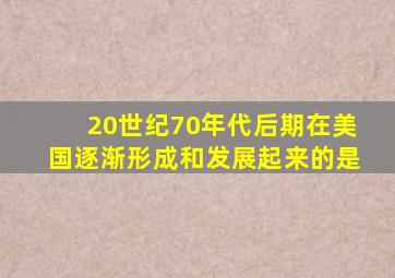 20世纪70年代后期在美国逐渐形成和发展起来的是