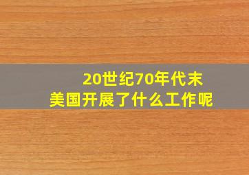 20世纪70年代末美国开展了什么工作呢