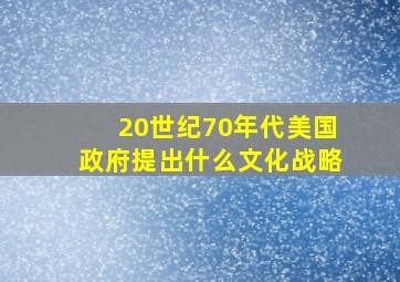 20世纪70年代美国政府提出什么文化战略