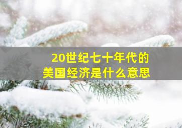 20世纪七十年代的美国经济是什么意思