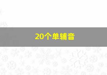 20个单辅音