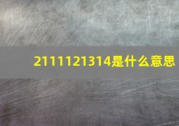 2111121314是什么意思