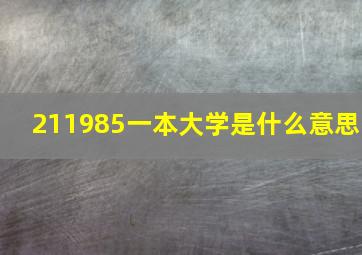 211985一本大学是什么意思