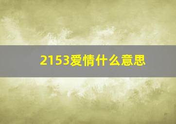 2153爱情什么意思