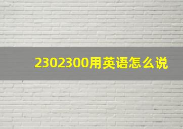 2302300用英语怎么说