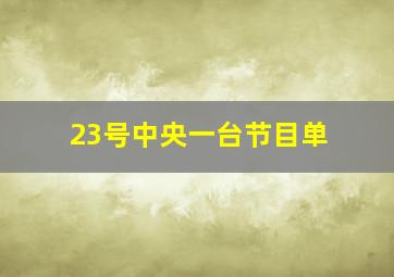 23号中央一台节目单