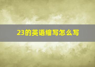 23的英语缩写怎么写