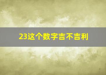 23这个数字吉不吉利