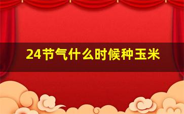 24节气什么时候种玉米