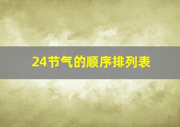 24节气的顺序排列表