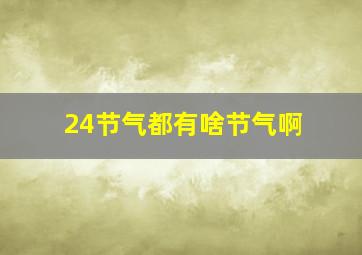 24节气都有啥节气啊